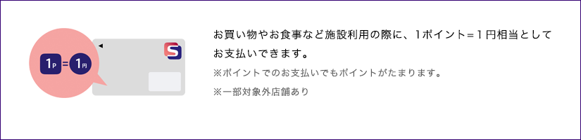 Sポイント優待店での利用で「たまる」